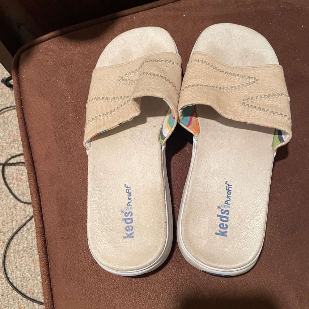 WOMENS KEDS TAN PUREFIT FLIP FLOP SANDALS SIZE 7